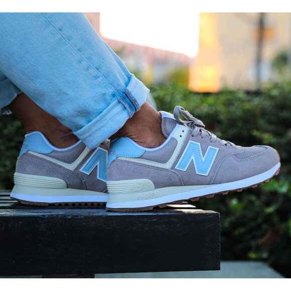 New Balance Shoes - NEW BALANCE 574 Sneaker (Women) in Moonrock/ Chrome Blue Size US 8